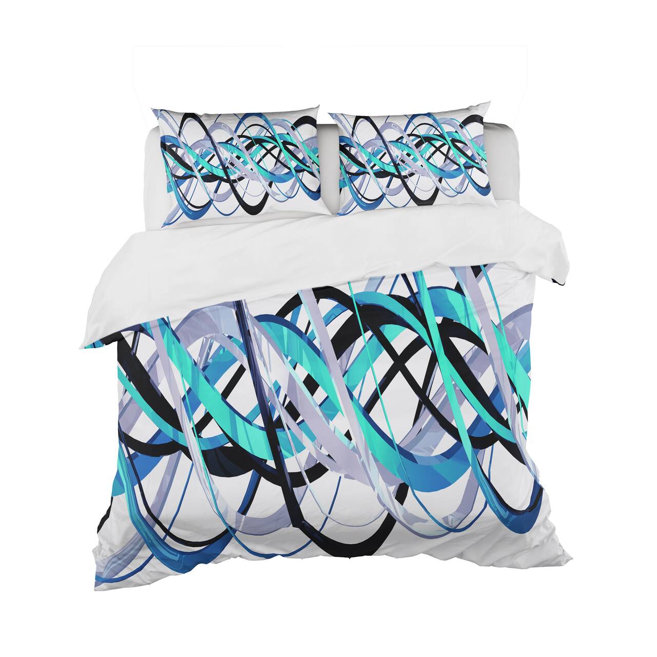 Designart 'Blue and Silver Helix' Modern & Contemporary Bedding Set - Duvet Cover & Shams